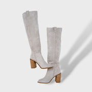 Botas Slouch Mujer Ante con Tacón, Tacones, combinación de outfit | Moda Acosta