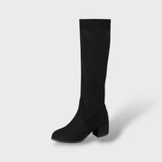 Botas Altas con Tacón Grueso y Cremallera Lateral, Tacones, detalle de tela | Moda Acosta