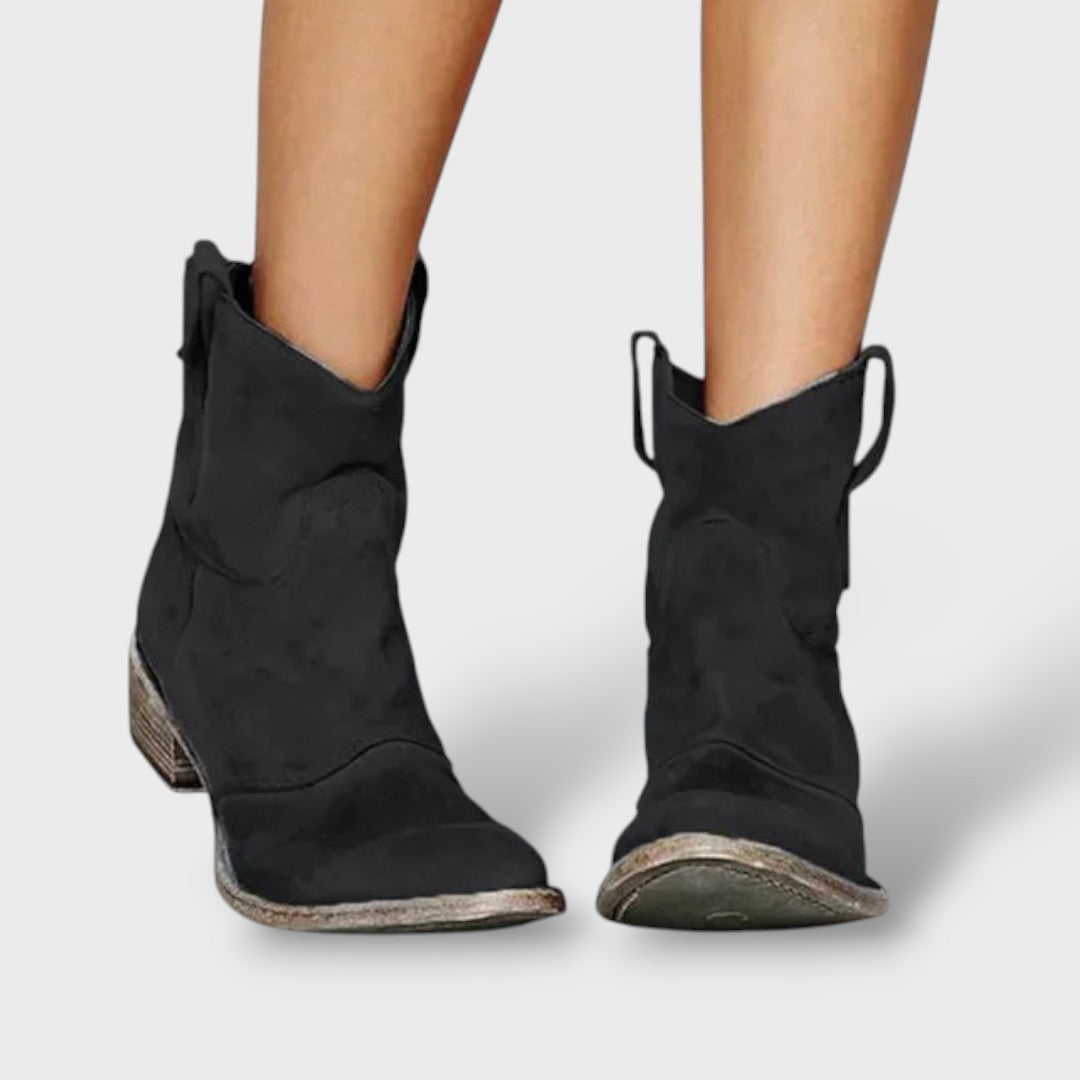 Botines Vaqueros Vintage para Damas, pantalón de moda, detalle de tela | Moda Acosta