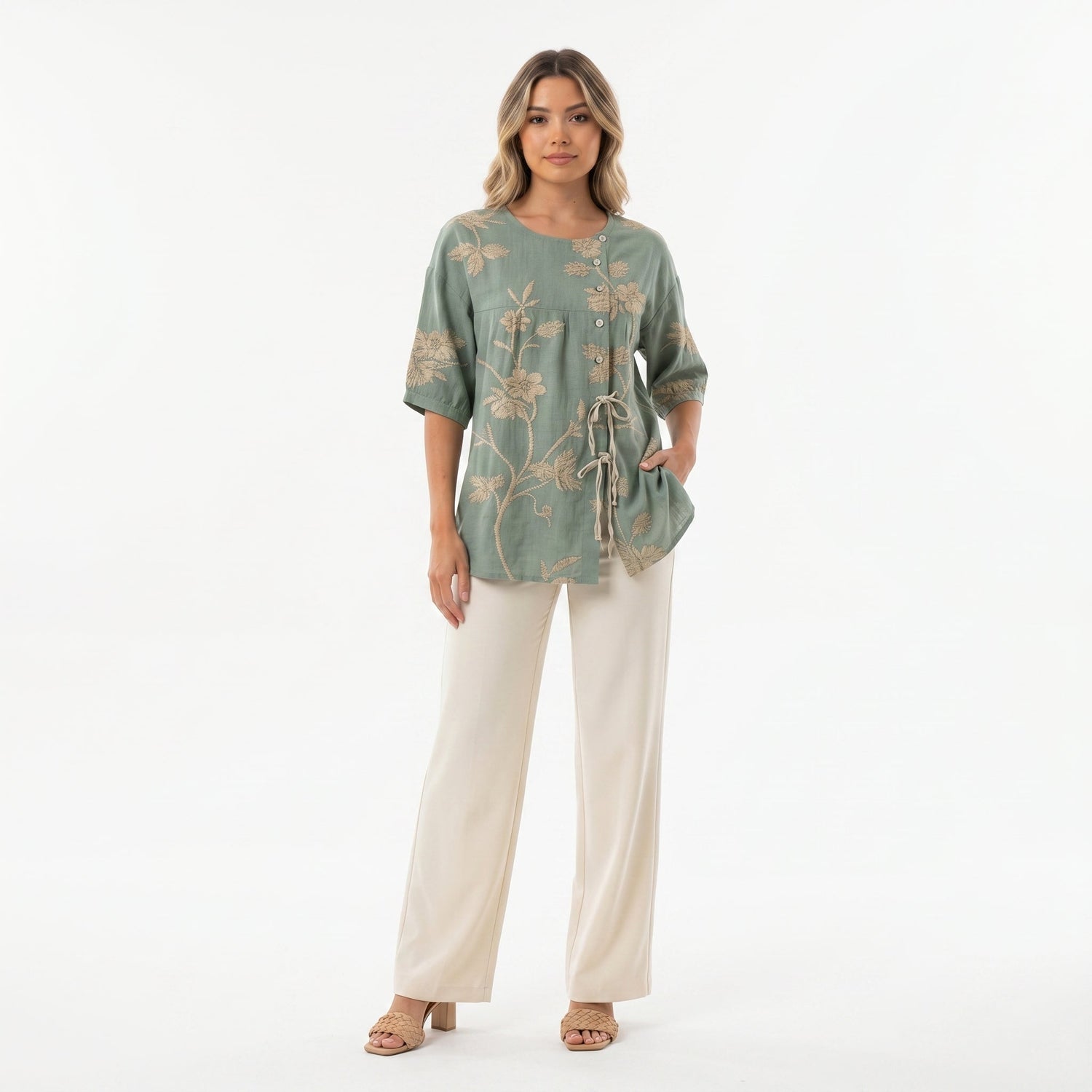 Celestina | Blusa floral elegante, blusa elegante, vista frontal | Moda Acosta