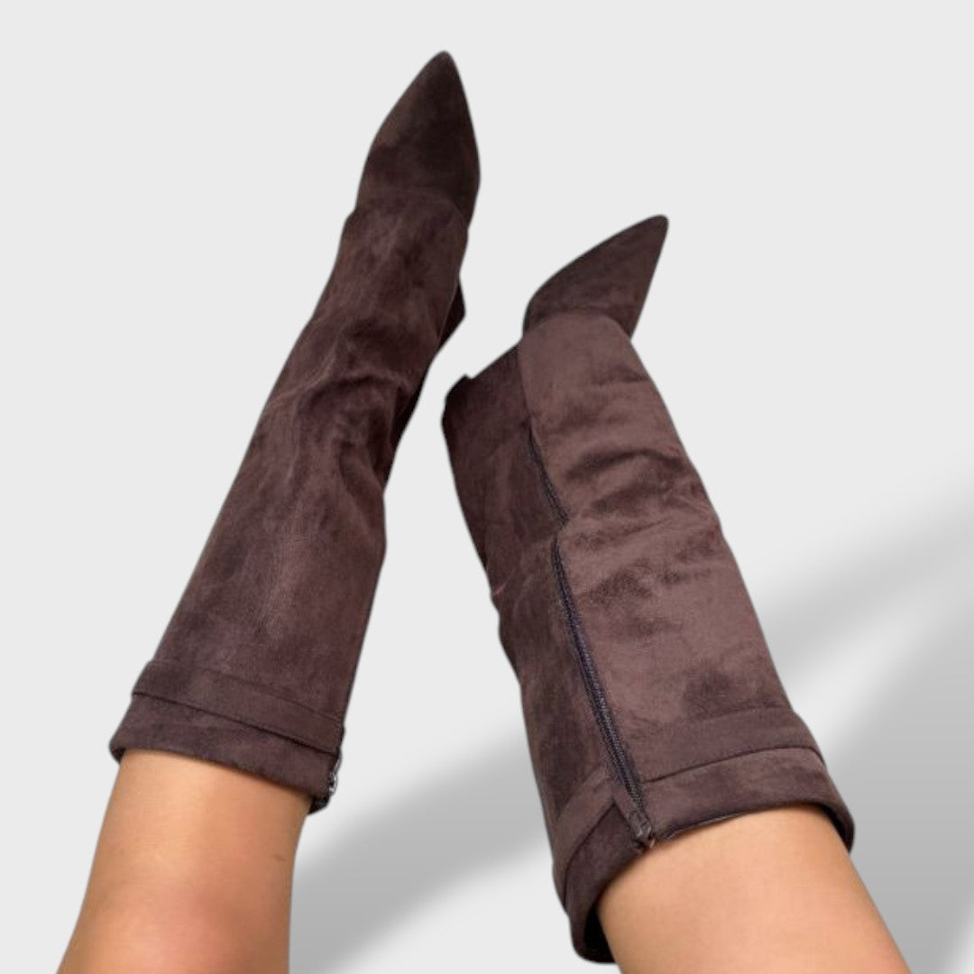 Cristela Botas cowboy mujer altura rodilla, botas de moda, combinación de outfit | Moda Acosta