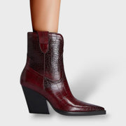Botines Cowboy Tacón Alto Mujer, Tacones, detalle de tela | Moda Acosta