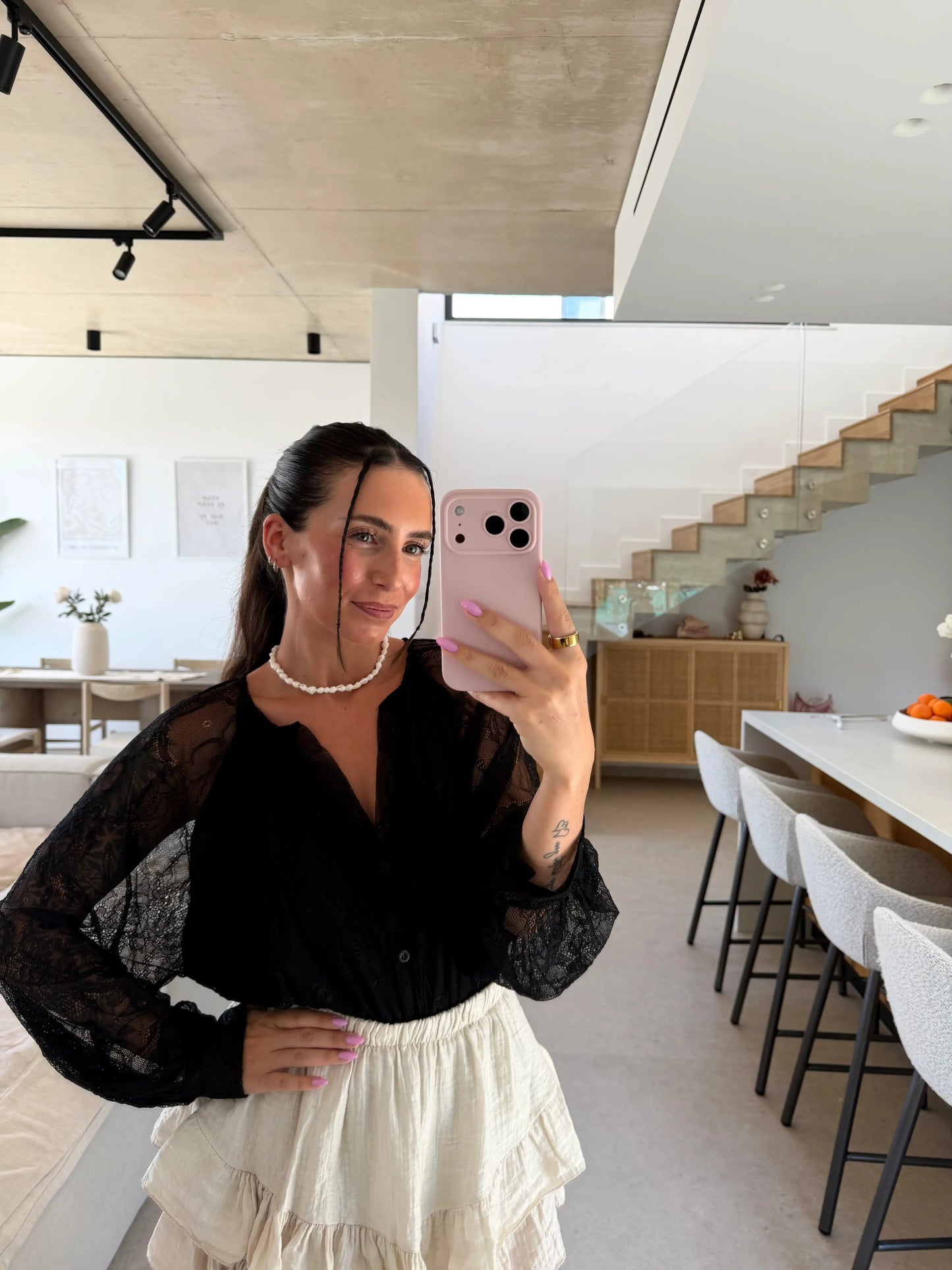 Bluse Spitze - Schwarz