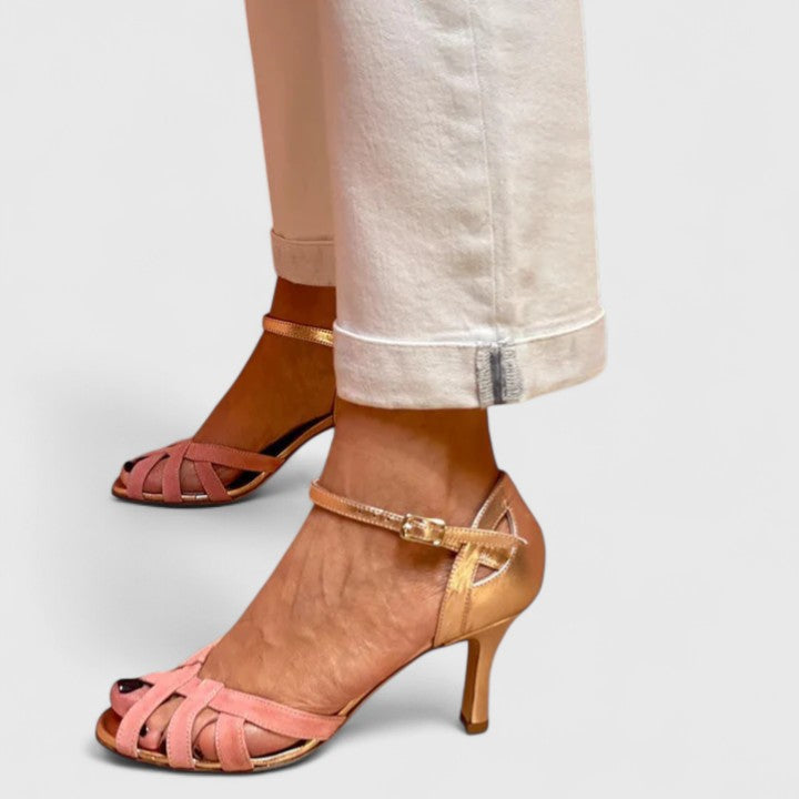 Danariah | Tacones rosa/bronce (Venecia), look completo | Moda Acosta