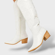 Botas Vaqueras Altas Mujer Vintage, botas de moda, detalle de tela | Moda Acosta