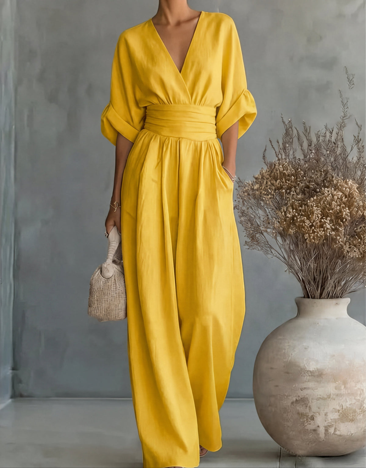 Clara | mono largo de verano(Venecia), mono elegante, detalle de tela | Moda Acosta