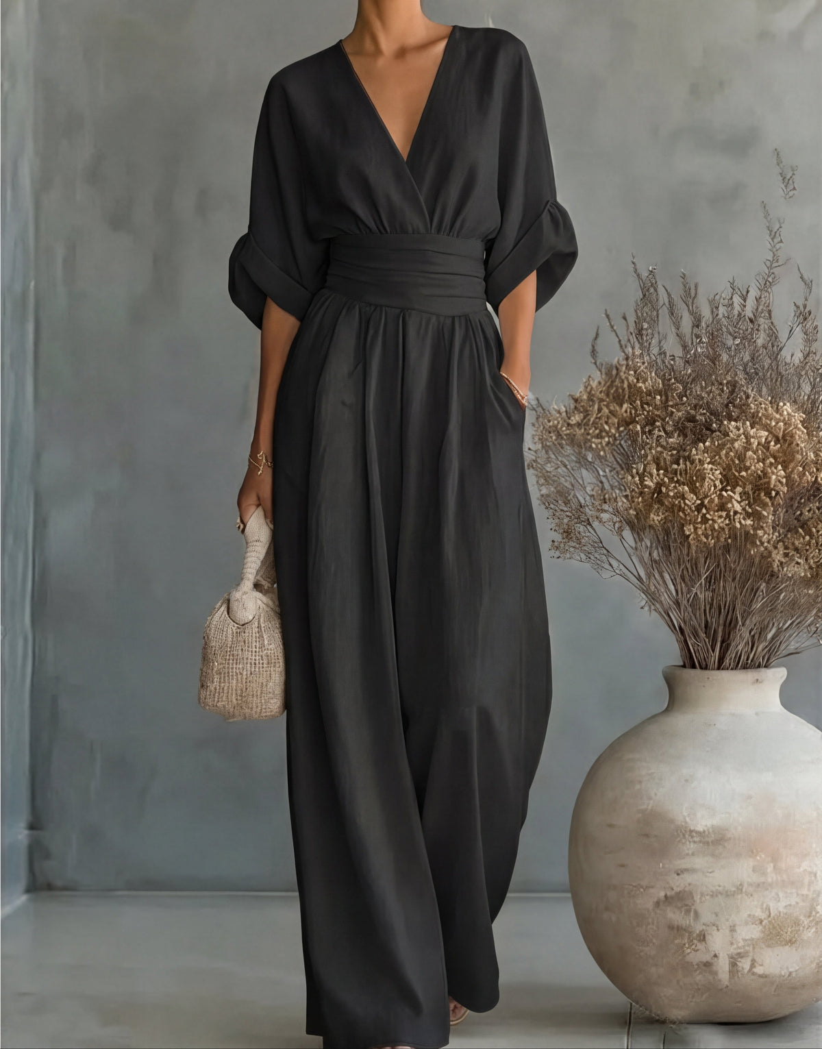 Clara | mono largo de verano(Venecia), mono elegante, vista lateral | Moda Acosta