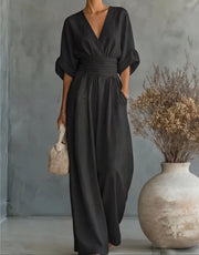 Clara | mono largo de verano(Venecia), mono elegante, vista lateral | Moda Acosta