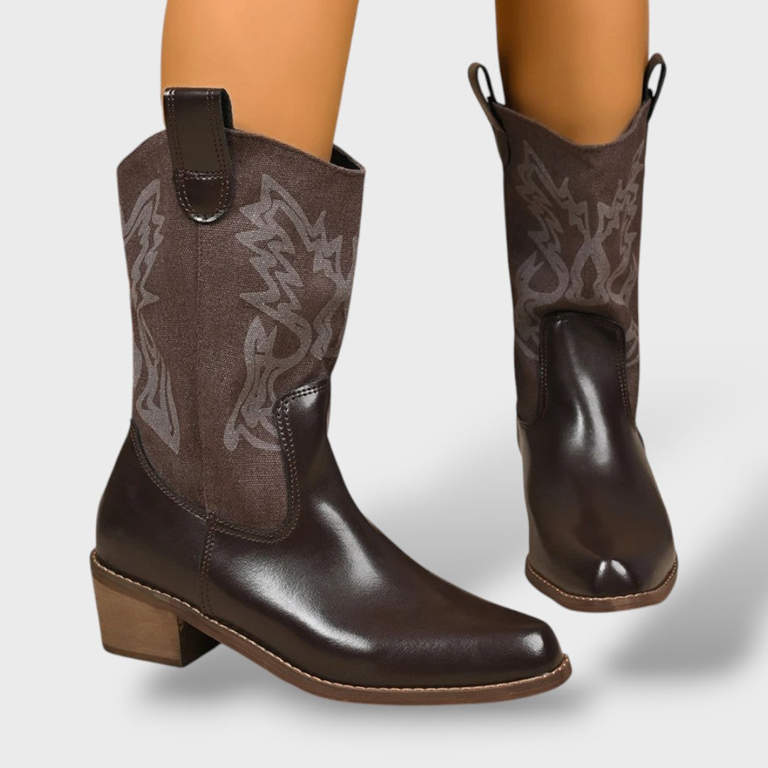 Botines Cowboy Mujer Bordados, botas de moda, vista frontal | Moda Acosta
