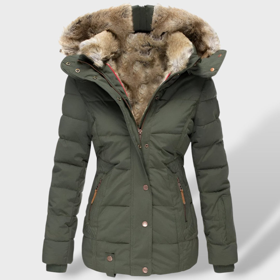 Sofía | Chaqueta plumas mujer, abrigo de invierno, vista lateral | Moda Acosta