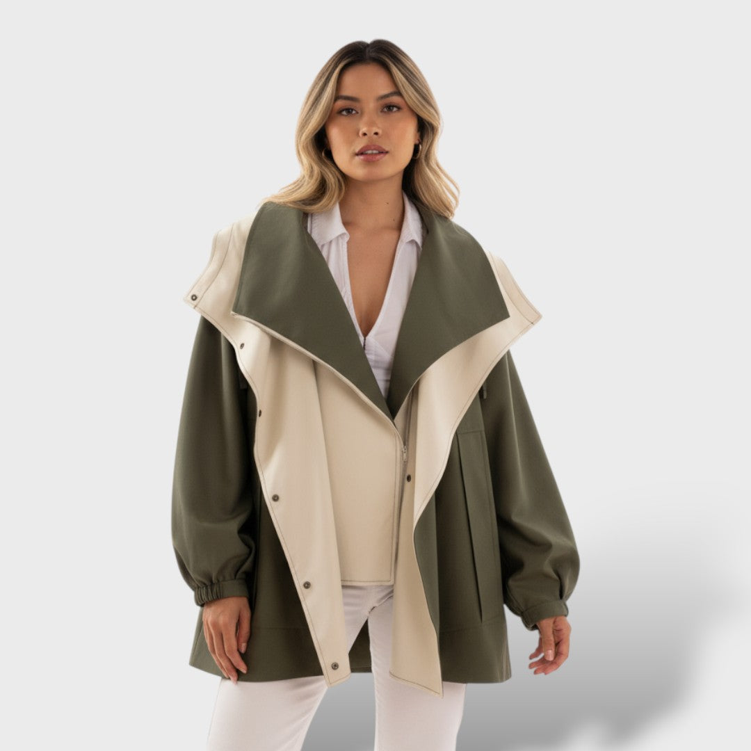Trench elegante de algodón encerado resistente al agua, abrigo de invierno, vista frontal | Moda Acosta
