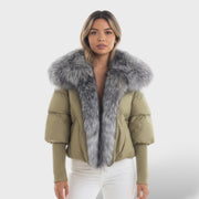 Chaqueta acolchada con cuello de piel sintética, abrigo de invierno, vista frontal | Moda Acosta