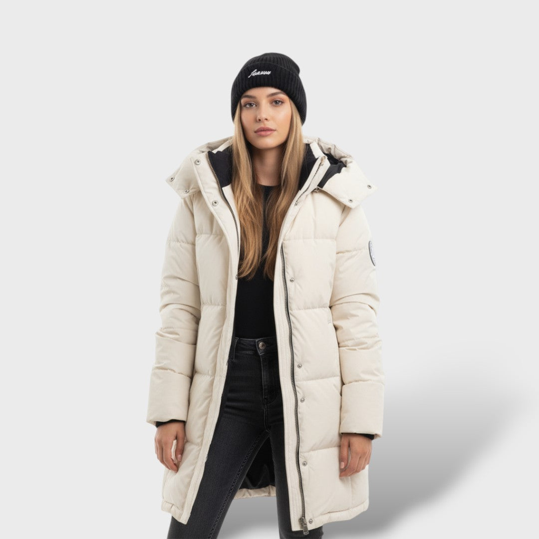 Abrigo Acolchado Mujer Largo con Capucha Elegant, abrigo de invierno, look completo | Moda Acosta