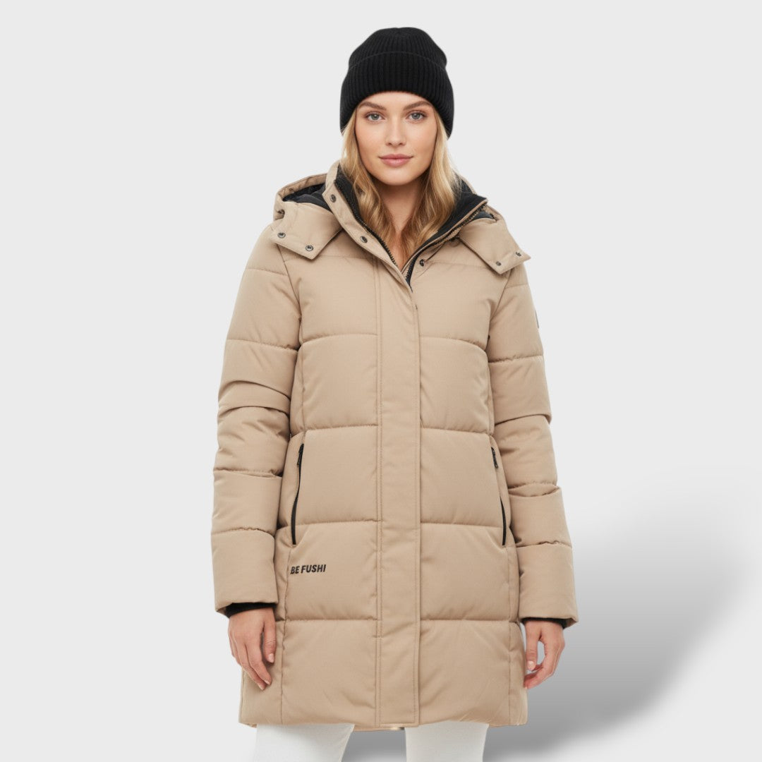 Abrigo Acolchado Mujer Largo con Capucha Elegant, abrigo de invierno, vista trasera | Moda Acosta