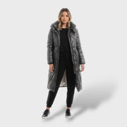 Chaqueta acolchada de algodón elegante mujer, abrigo de invierno, detalle de tela | Moda Acosta