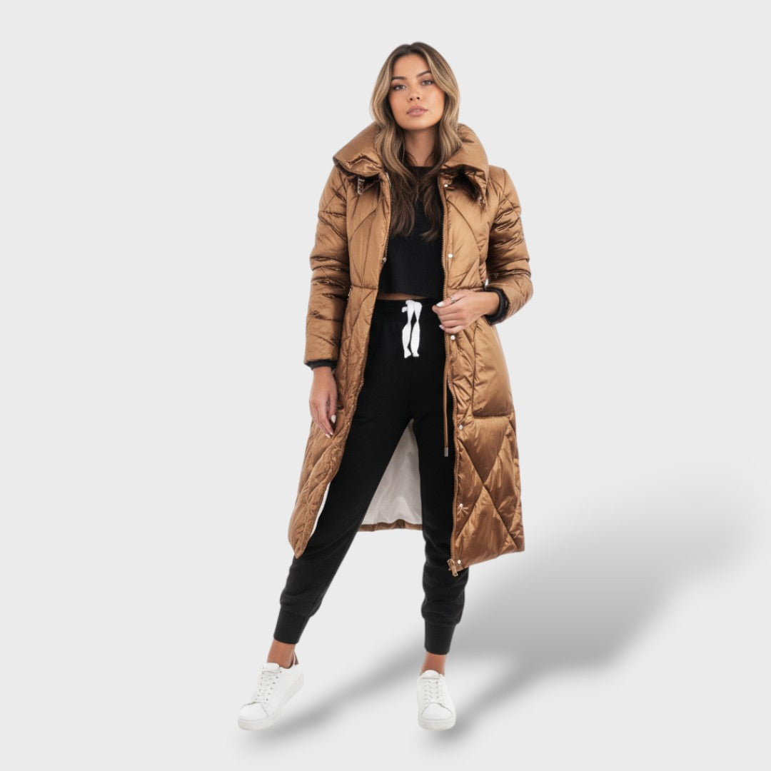 Chaqueta acolchada de algodón elegante mujer, abrigo de invierno, vista frontal | Moda Acosta