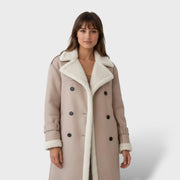 Abrigo Largo Clásico con Forro de Forro Polar, abrigo de invierno, vista lateral | Moda Acosta