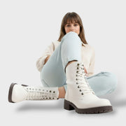 Botas de Combate con Cremallera y Tacón Bajo, Tacones, color disponible | Moda Acosta