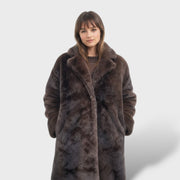 Abrigo de piel sintética largo para mujeres elegante, abrigo de invierno | Moda Acosta
