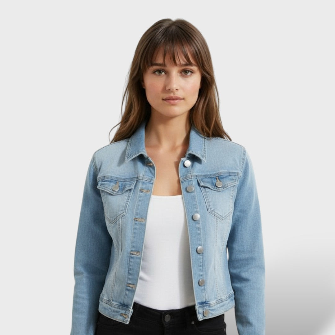 Chaqueta Vaquera Mujer Slim Fit, abrigo de invierno, vista frontal | Moda Acosta