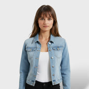 Chaqueta Vaquera Mujer Slim Fit, abrigo de invierno, vista frontal | Moda Acosta