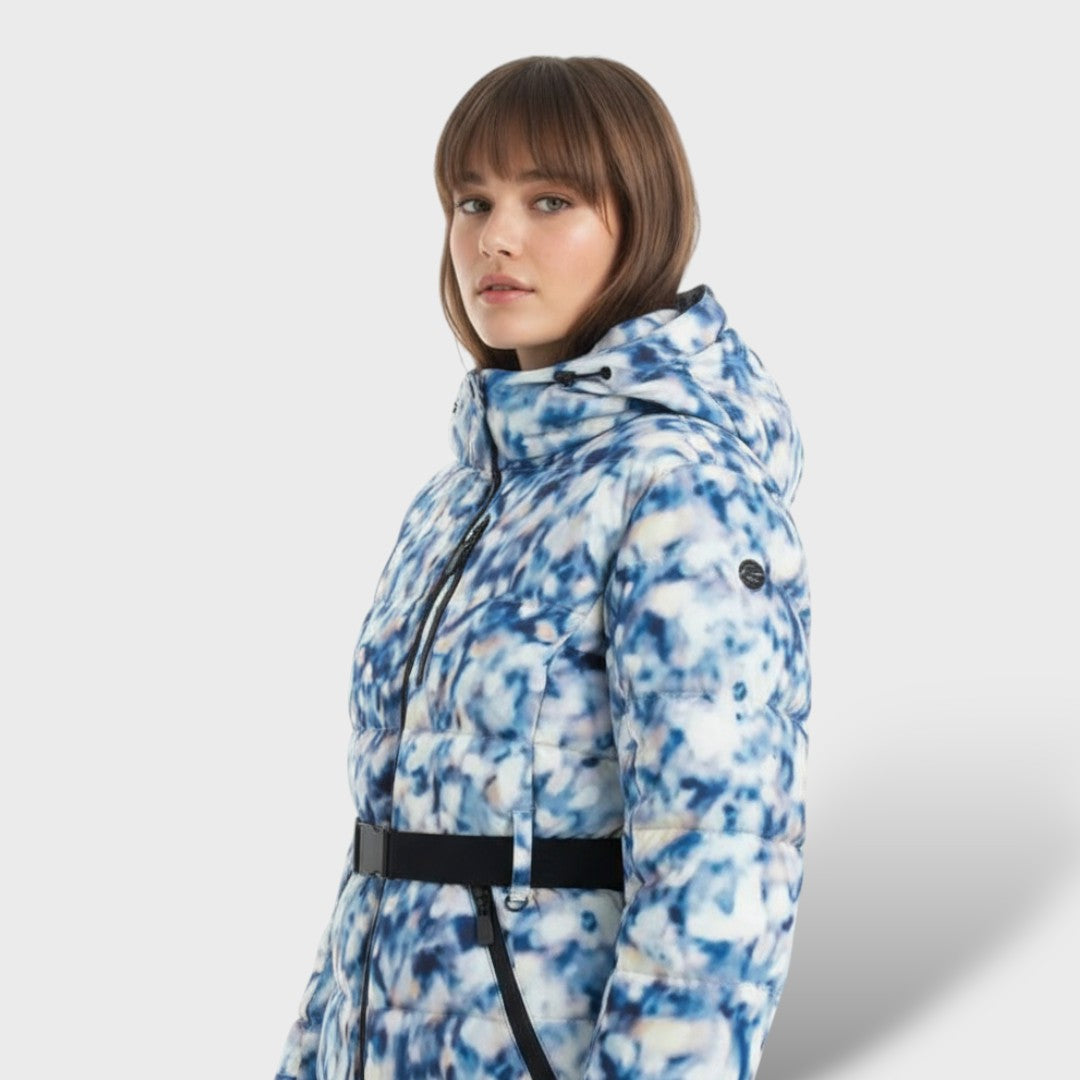 Chaqueta Acolchada con Cinturón Impermeable, abrigo de invierno, vista trasera | Moda Acosta