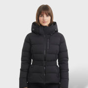 Chaqueta Acolchada con Cinturón Impermeable, abrigo de invierno, detalle de tela | Moda Acosta