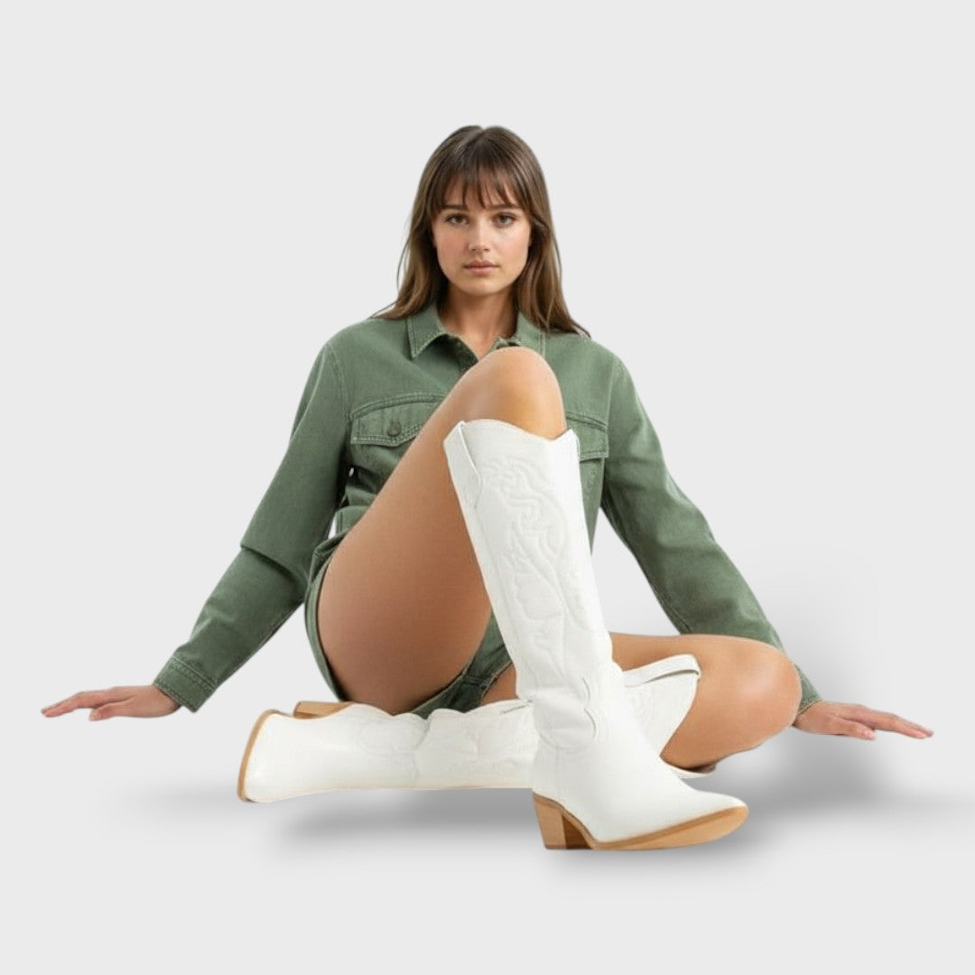 Botas Vaqueras Altas Mujer Vintage, botas de moda, vista trasera | Moda Acosta