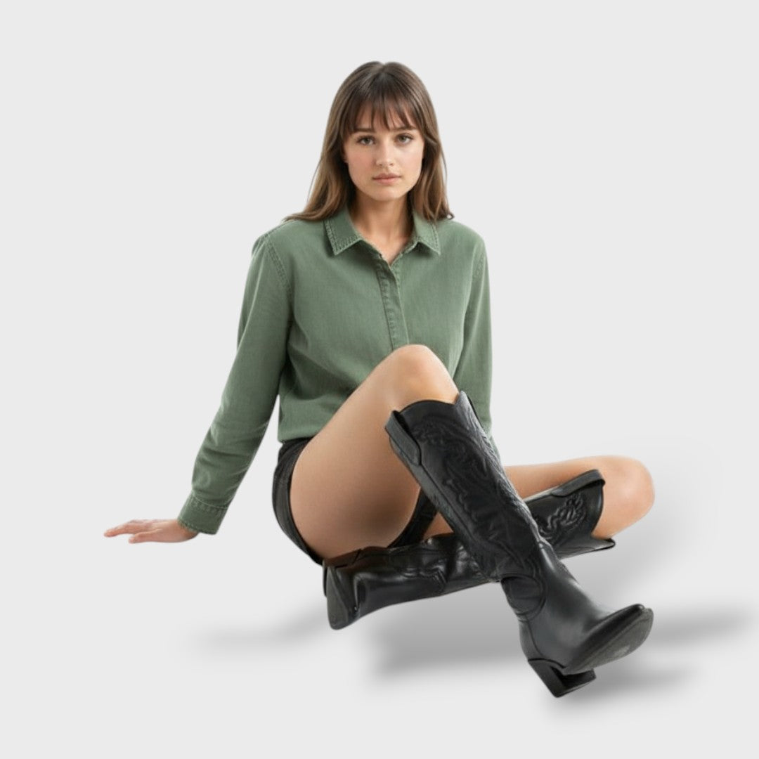 Botas Vaqueras Altas Mujer Vintage, botas de moda, vista lateral | Moda Acosta