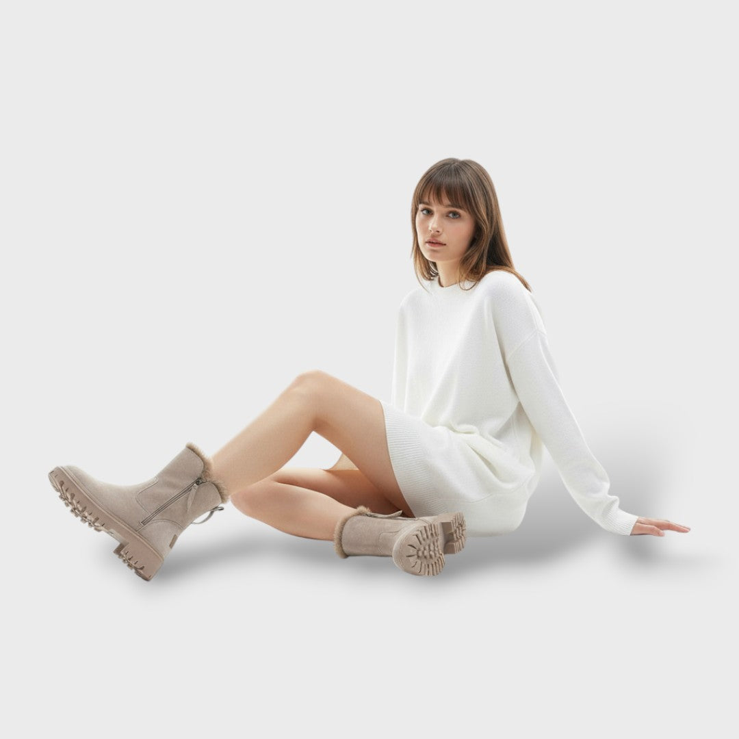 Botas de nieve cálidas para mujer, botas de moda, vista lateral | Moda Acosta