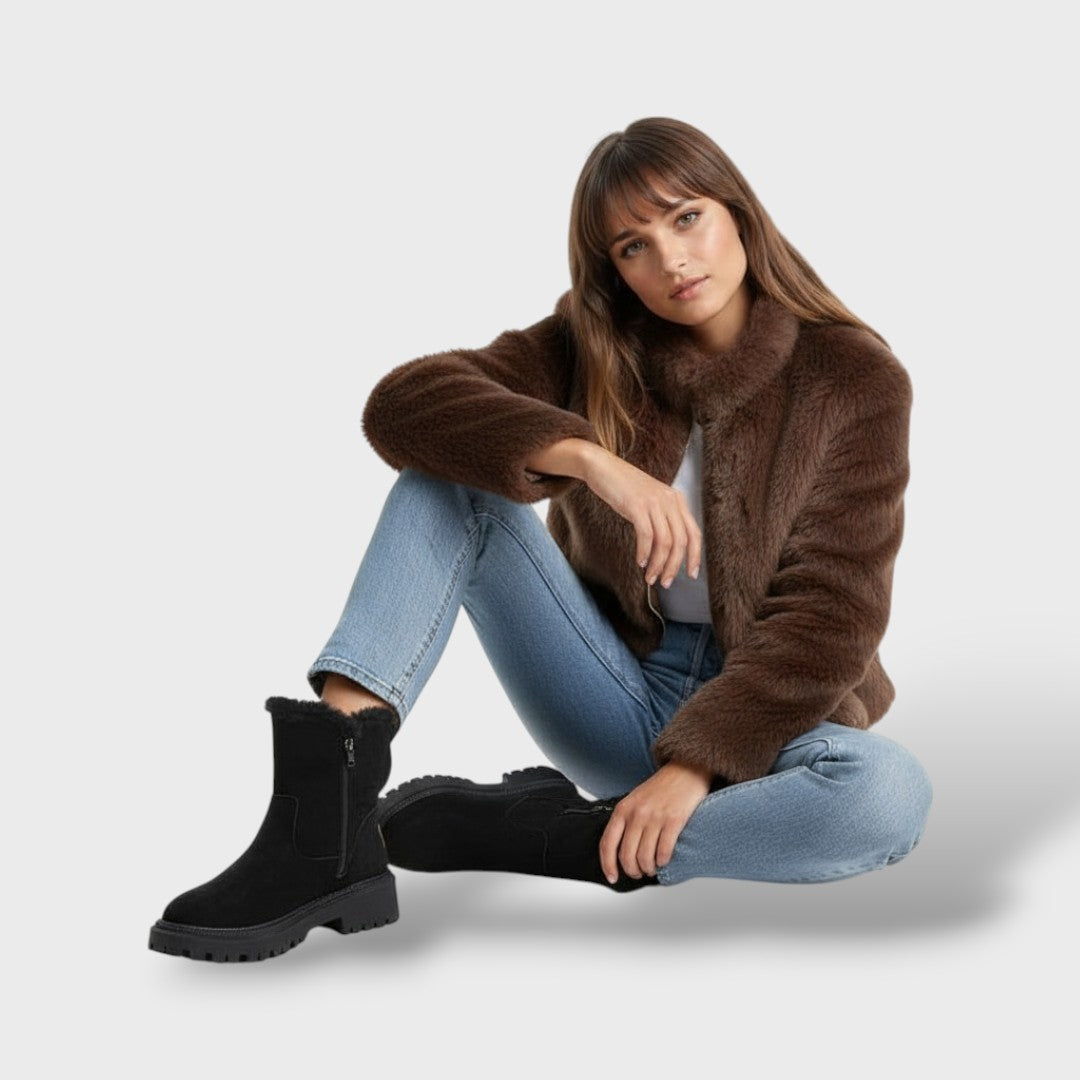 Botas de nieve cálidas para mujer, botas de moda, vista trasera | Moda Acosta