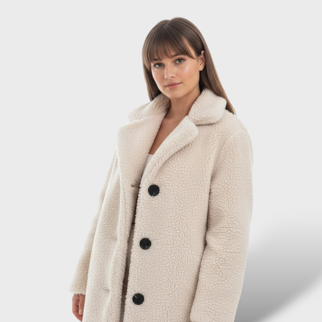 Abrigo Largo de Invierno Piel Sintética, abrigo de invierno, vista frontal | Moda Acosta
