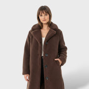 Abrigo Largo de Invierno Piel Sintética, abrigo de invierno, vista trasera | Moda Acosta