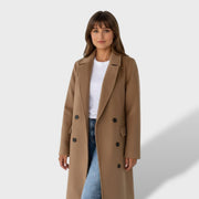 Abrigo Largo Mujer Doble Botonadura, abrigo de invierno, look completo | Moda Acosta