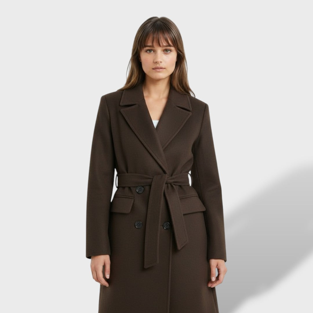 Abrigo Largo Mujer Doble Botonadura, abrigo de invierno, vista frontal | Moda Acosta