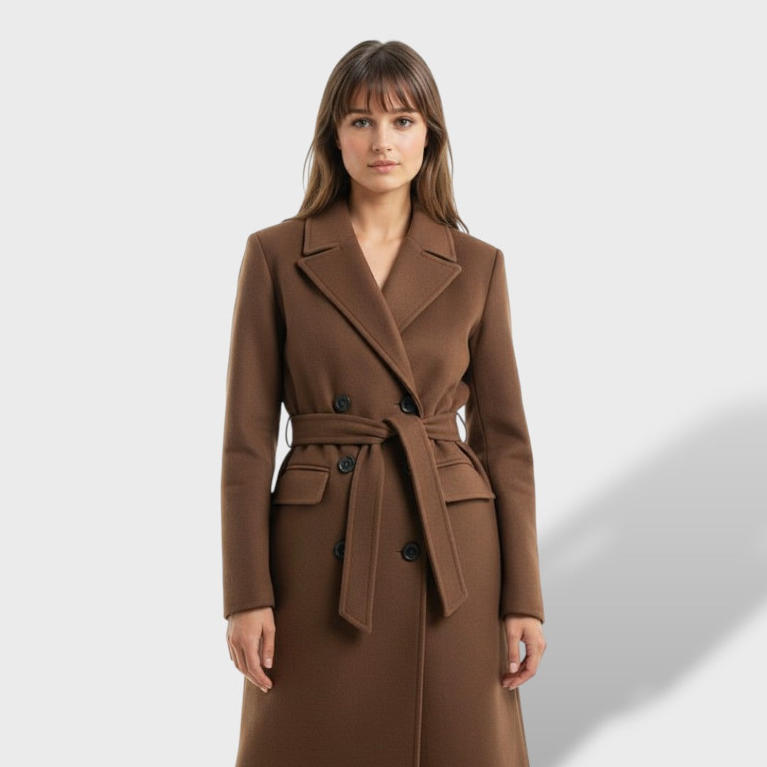 Abrigo Largo Mujer Doble Botonadura, abrigo de invierno, vista lateral | Moda Acosta