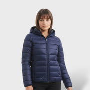 Chaqueta Acolchada Ligera de Plumas Mujer, abrigo de invierno, vista lateral | Moda Acosta