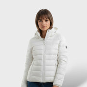 Chaqueta Acolchada Ligera de Plumas Mujer, abrigo de invierno, detalle de tela | Moda Acosta