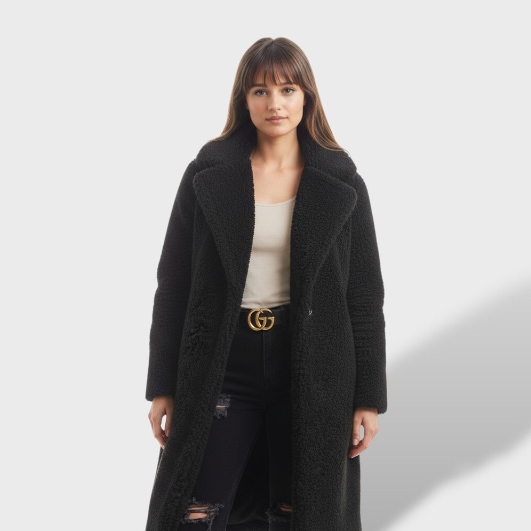 Abrigo Teddy Largo Mujer | Cálido y con Estilo, abrigo de invierno, detalle de tela | Moda Acosta