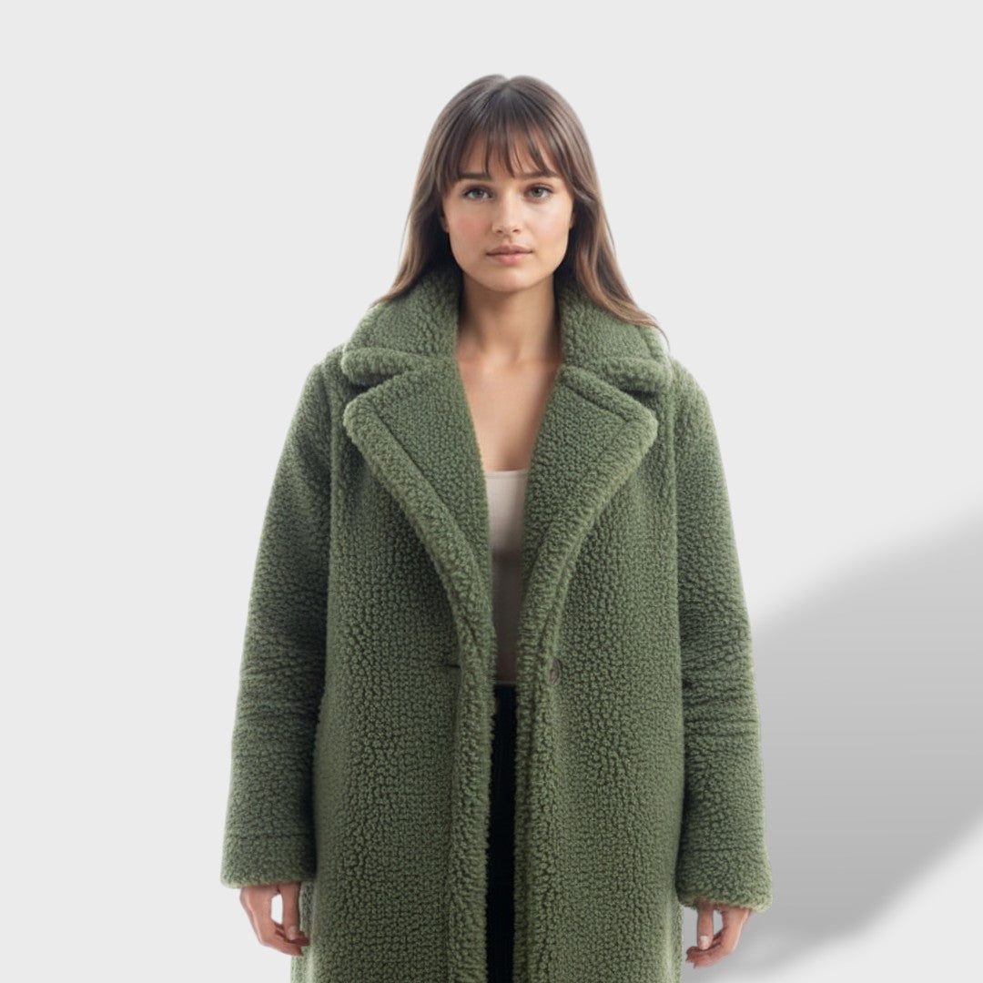 Abrigo Teddy Largo Mujer | Cálido y con Estilo, abrigo de invierno, vista trasera | Moda Acosta