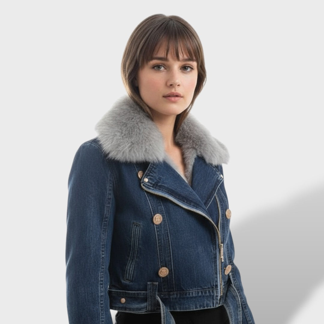 Chaqueta Vaquera con Pelo Sintético Mujer, abrigo de invierno, detalle de tela | Moda Acosta