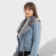 Chaqueta Vaquera con Pelo Sintético Mujer, abrigo de invierno, vista frontal | Moda Acosta