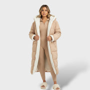 Abrigo reversible negro mujer invierno, abrigo de invierno, vista trasera | Moda Acosta