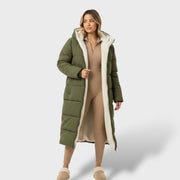 Abrigo reversible negro mujer invierno, abrigo de invierno, vista lateral | Moda Acosta