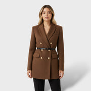 Abrigo Tweed Doble Botonadura Mujer, abrigo de invierno, detalle de tela | Moda Acosta