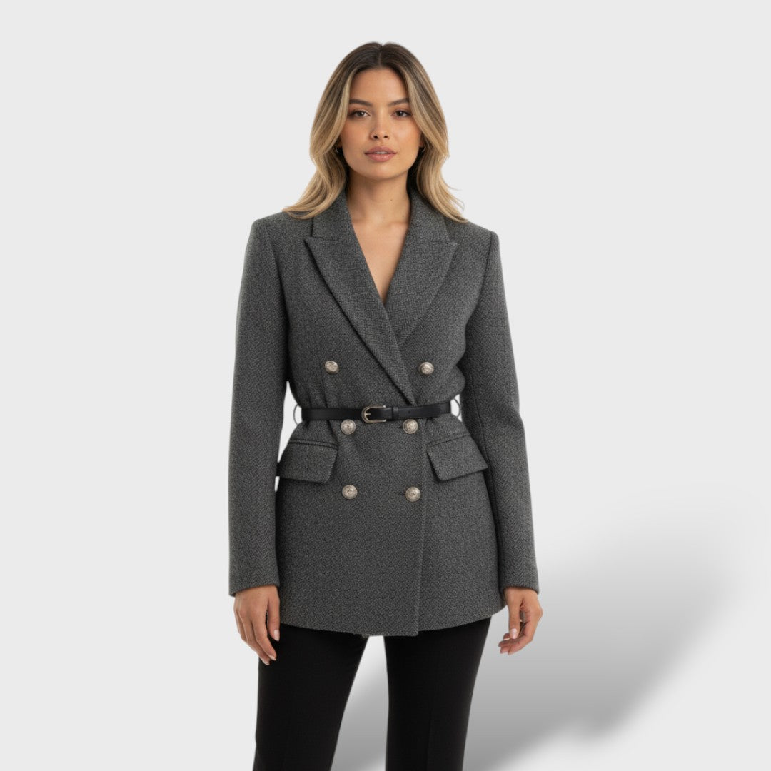 Abrigo Tweed Doble Botonadura Mujer, abrigo de invierno, vista frontal | Moda Acosta