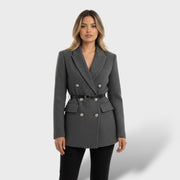 Abrigo Tweed Doble Botonadura Mujer, abrigo de invierno, vista frontal | Moda Acosta