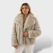 Abrigo de Pelo Sintético Elegante Mujer, abrigo de invierno, detalle de tela | Moda Acosta