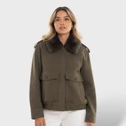 Abrigo casual con cuello desmontable mujer, abrigo de invierno, vista frontal | Moda Acosta