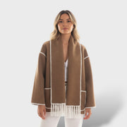 Abrigo Mujer Invierno Cuello Envolvente, abrigo de invierno, detalle de tela | Moda Acosta